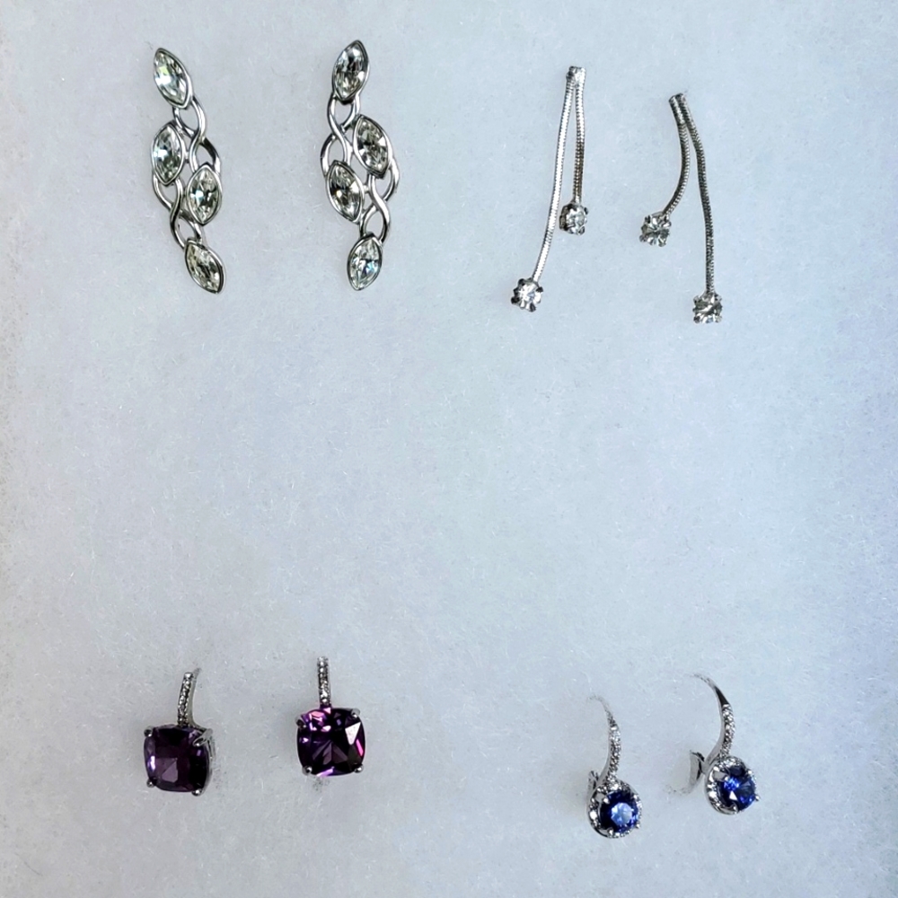 Set of FOUR crystal earrings